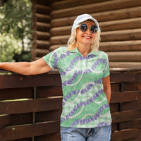 Pastel Green Hawaii Palaka Honohono Pikake Women Polo Shirt Hawaiian Orchid Lei Polynesian Pattern - Polynesian Pride