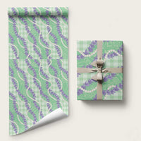 Pastel Green Hawaii Palaka Honohono Pikake Wrapping Paper Hawaiian Orchid Lei Polynesian Pattern - Polynesian Pride