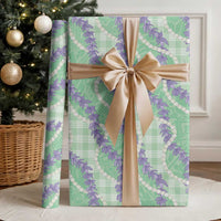 Pastel Green Hawaii Palaka Honohono Pikake Wrapping Paper Hawaiian Orchid Lei Polynesian Pattern - Polynesian Pride