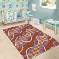 Orange Hawaii Palaka Honohono Pikake Area Rug Hawaiian Orchid Lei Polynesian Pattern - Polynesian Pride