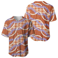 Orange Hawaii Palaka Honohono Pikake Baseball Jersey Hawaiian Orchid Lei Polynesian Pattern LT14 - Polynesian Pride