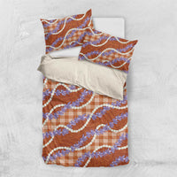 Orange Hawaii Palaka Honohono Pikake Bedding Set Hawaiian Orchid Lei Polynesian Pattern - Polynesian Pride