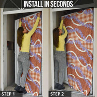 Orange Hawaii Palaka Honohono Pikake Door Cover Hawaiian Orchid Lei Polynesian Pattern - Polynesian Pride