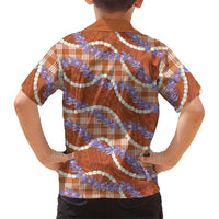 Orange Hawaii Palaka Honohono Pikake Family Matching Puletasi and Hawaiian Shirt Hawaiian Orchid Lei Polynesian Pattern - Polynesian Pride