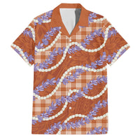 Orange Hawaii Palaka Honohono Pikake Family Matching Puletasi and Hawaiian Shirt Hawaiian Orchid Lei Polynesian Pattern - Polynesian Pride