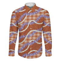 Orange Hawaii Palaka Honohono Pikake Family Matching Puletasi and Hawaiian Shirt Hawaiian Orchid Lei Polynesian Pattern - Polynesian Pride