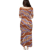 Orange Hawaii Palaka Honohono Pikake Family Matching Puletasi and Hawaiian Shirt Hawaiian Orchid Lei Polynesian Pattern - Polynesian Pride