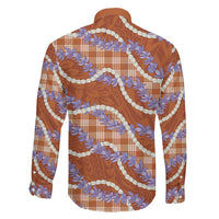 Orange Hawaii Palaka Honohono Pikake Family Matching Short Sleeve Bodycon Dress and Hawaiian Shirt Hawaiian Orchid Lei Polynesian Pattern - Polynesian Pride