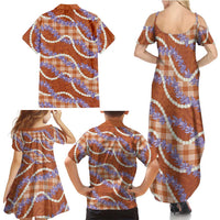 Orange Hawaii Palaka Honohono Pikake Family Matching Summer Maxi Dress and Hawaiian Shirt Hawaiian Orchid Lei Polynesian Pattern - Polynesian Pride