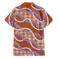 Orange Hawaii Palaka Honohono Pikake Family Matching Summer Maxi Dress and Hawaiian Shirt Hawaiian Orchid Lei Polynesian Pattern - Polynesian Pride