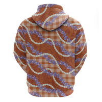 Orange Hawaii Palaka Honohono Pikake Hoodie Hawaiian Orchid Lei Polynesian Pattern - Polynesian Pride