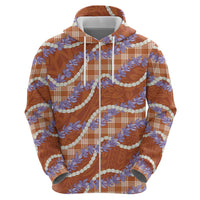 Orange Hawaii Palaka Honohono Pikake Hoodie Hawaiian Orchid Lei Polynesian Pattern - Polynesian Pride