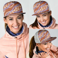 Orange Hawaii Palaka Honohono Pikake Mesh Trucker Cap Hawaiian Orchid Lei Polynesian Pattern - Polynesian Pride