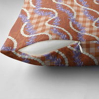 Orange Hawaii Palaka Honohono Pikake Pillow Cover Hawaiian Orchid Lei Polynesian Pattern - Polynesian Pride