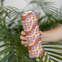 Orange Hawaii Palaka Honohono Pikake Skinny Tumbler Hawaiian Orchid Lei Polynesian Pattern - Polynesian Pride