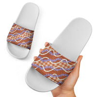 Orange Hawaii Palaka Honohono Pikake Slide Sandals Hawaiian Orchid Lei Polynesian Pattern - Polynesian Pride