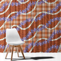 Orange Hawaii Palaka Honohono Pikake Window Curtain Hawaiian Orchid Lei Polynesian Pattern - Polynesian Pride