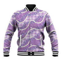 Purple Hawaii Palaka Honohono Pikake Baseball Jacket Hawaiian Orchid Lei Polynesian Pattern - Polynesian Pride