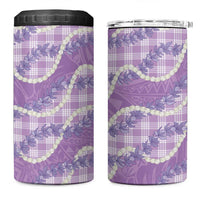 Purple Hawaii Palaka Honohono Pikake 4 in 1 Can Cooler Tumbler Hawaiian Orchid Lei Polynesian Pattern - Polynesian Pride
