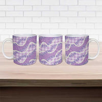 Purple Hawaii Palaka Honohono Pikake Ceramic Mug Hawaiian Orchid Lei Polynesian Pattern - Polynesian Pride