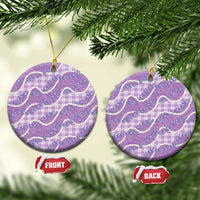Purple Hawaii Palaka Honohono Pikake Ceramic Ornament Hawaiian Orchid Lei Polynesian Pattern - Polynesian Pride