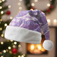 Purple Hawaii Palaka Honohono Pikake Christmas Santa Hat Hawaiian Orchid Lei Polynesian Pattern - Polynesian Pride