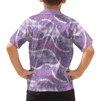 Purple Hawaii Palaka Honohono Pikake Family Matching Off Shoulder Short Dress and Hawaiian Shirt Hawaiian Orchid Lei Polynesian Pattern LT14 - Polynesian Pride