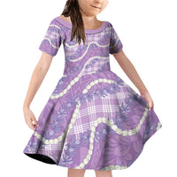 Purple Hawaii Palaka Honohono Pikake Family Matching Off Shoulder Short Dress and Hawaiian Shirt Hawaiian Orchid Lei Polynesian Pattern - Polynesian Pride