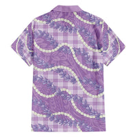 Purple Hawaii Palaka Honohono Pikake Family Matching Puletasi and Hawaiian Shirt Hawaiian Orchid Lei Polynesian Pattern - Polynesian Pride