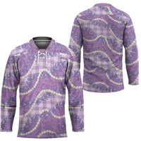Purple Hawaii Palaka Honohono Pikake Hockey Jersey Hawaiian Orchid Lei Polynesian Pattern - Polynesian Pride