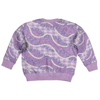 Purple Hawaii Palaka Honohono Pikake Kid Ugly Christmas Sweater Hawaiian Orchid Lei Polynesian Pattern - Polynesian Pride