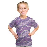 Purple Hawaii Palaka Honohono Pikake Kid T Shirt Hawaiian Orchid Lei Polynesian Pattern - Polynesian Pride