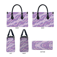 Purple Hawaii Palaka Honohono Pikake Leather Bag Hawaiian Orchid Lei Polynesian Pattern - Polynesian Pride