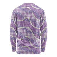 Purple Hawaii Palaka Honohono Pikake Long Sleeve Shirt Hawaiian Orchid Lei Polynesian Pattern - Polynesian Pride