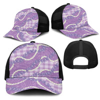 Purple Hawaii Palaka Honohono Pikake Mesh Trucker Cap Hawaiian Orchid Lei Polynesian Pattern LT14 - Polynesian Pride