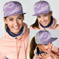 Purple Hawaii Palaka Honohono Pikake Mesh Trucker Cap Hawaiian Orchid Lei Polynesian Pattern LT14 - Polynesian Pride