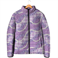 Purple Hawaii Palaka Honohono Pikake Padded Jacket Hawaiian Orchid Lei Polynesian Pattern - Polynesian Pride