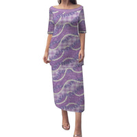 Purple Hawaii Palaka Honohono Pikake Puletasi Hawaiian Orchid Lei Polynesian Pattern LT14 Long Dress Purple - Polynesian Pride