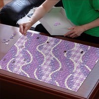 Purple Hawaii Palaka Honohono Pikake Puzzle Hawaiian Orchid Lei Polynesian Pattern - Polynesian Pride