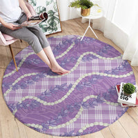 Purple Hawaii Palaka Honohono Pikake Round Carpet Hawaiian Orchid Lei Polynesian Pattern - Polynesian Pride