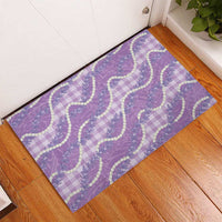 Purple Hawaii Palaka Honohono Pikake Rubber Doormat Hawaiian Orchid Lei Polynesian Pattern - Polynesian Pride