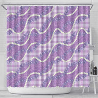 Purple Hawaii Palaka Honohono Pikake Shower Curtain Hawaiian Orchid Lei Polynesian Pattern - Polynesian Pride