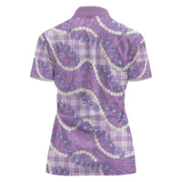 Purple Hawaii Palaka Honohono Pikake Women Polo Shirt Hawaiian Orchid Lei Polynesian Pattern - Polynesian Pride