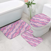 Pink Hawaii Palaka Honohono Pikake Bathroom Set Hawaiian Orchid Lei Polynesian Pattern - Polynesian Pride