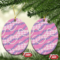 Pink Hawaii Palaka Honohono Pikake Ceramic Ornament Hawaiian Orchid Lei Polynesian Pattern - Polynesian Pride