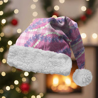 Pink Hawaii Palaka Honohono Pikake Christmas Santa Hat Hawaiian Orchid Lei Polynesian Pattern - Polynesian Pride