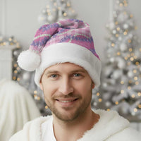 Pink Hawaii Palaka Honohono Pikake Christmas Santa Hat Hawaiian Orchid Lei Polynesian Pattern - Polynesian Pride