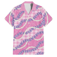 Pink Hawaii Palaka Honohono Pikake Family Matching Long Sleeve Bodycon Dress and Hawaiian Shirt Hawaiian Orchid Lei Polynesian Pattern LT14 Dad's Shirt - Short Sleeve Pink - Polynesian Pride