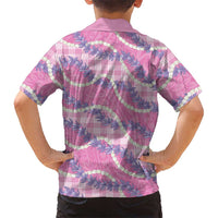 Pink Hawaii Palaka Honohono Pikake Family Matching Off Shoulder Short Dress and Hawaiian Shirt Hawaiian Orchid Lei Polynesian Pattern LT14 - Polynesian Pride