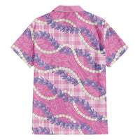 Pink Hawaii Palaka Honohono Pikake Family Matching Short Sleeve Bodycon Dress and Hawaiian Shirt Hawaiian Orchid Lei Polynesian Pattern LT14 - Polynesian Pride